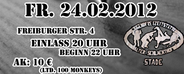 On February 24th 2012 the walls of the JFS Alter Schlachthof in Stade will shake as on that night Saal5, 100blumen and 13th Monkey will be noising around!